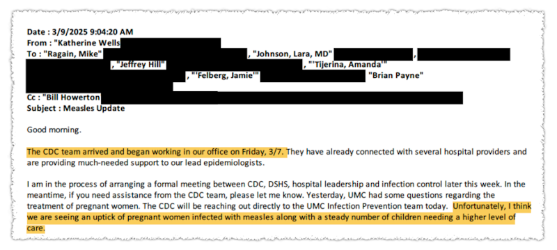 A screenshot shows a redacted email.