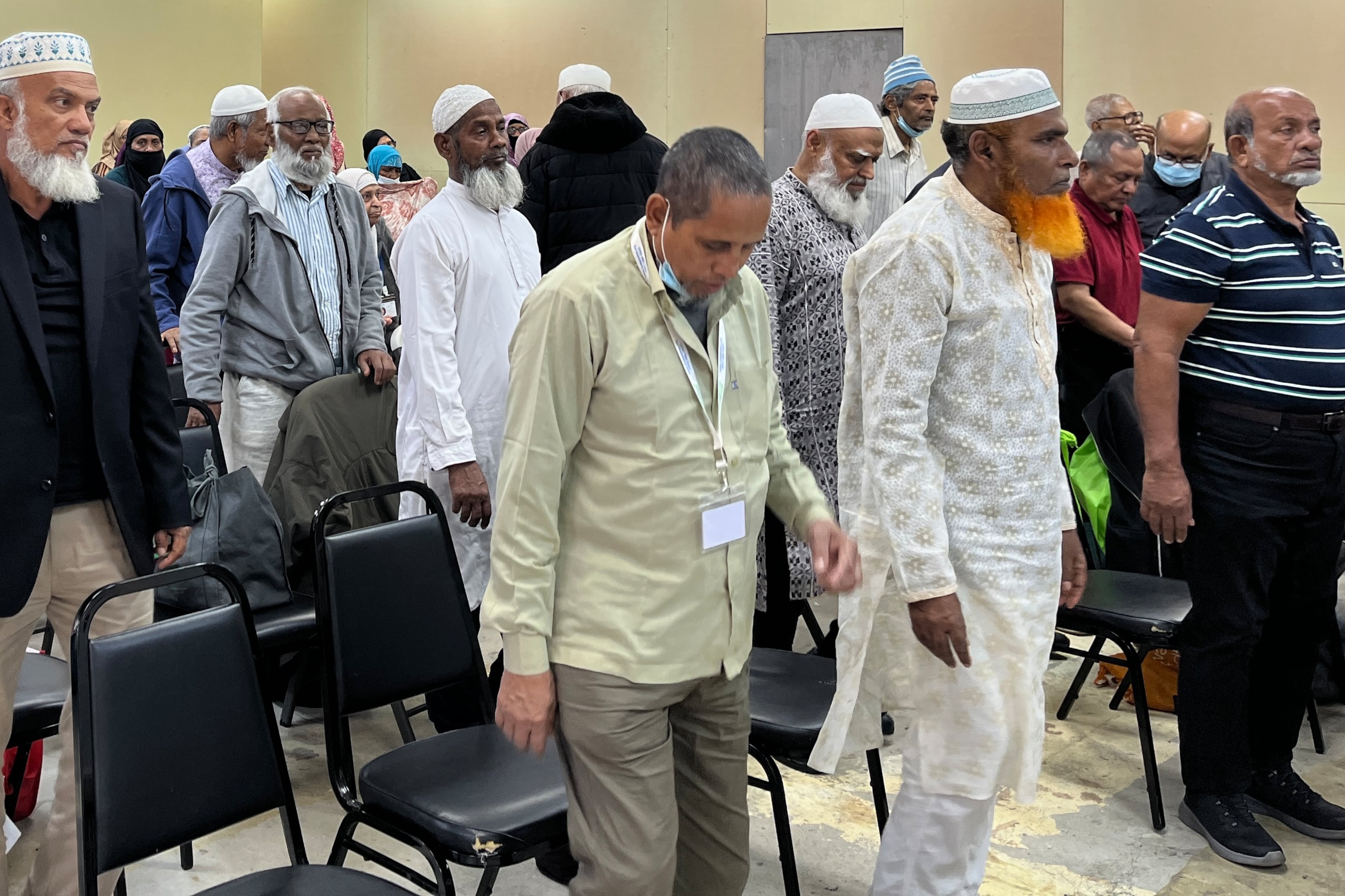 Seniors gather for an exercise class.