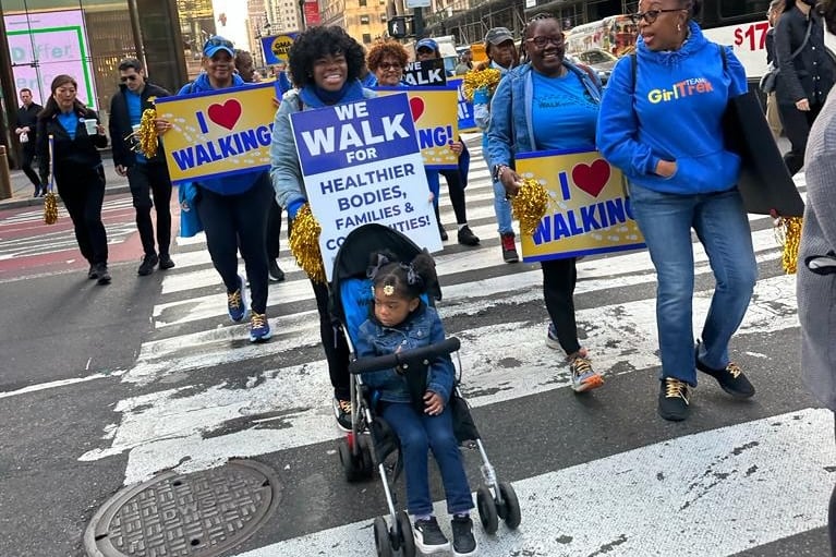 A group of Black women take a walk through New York City.