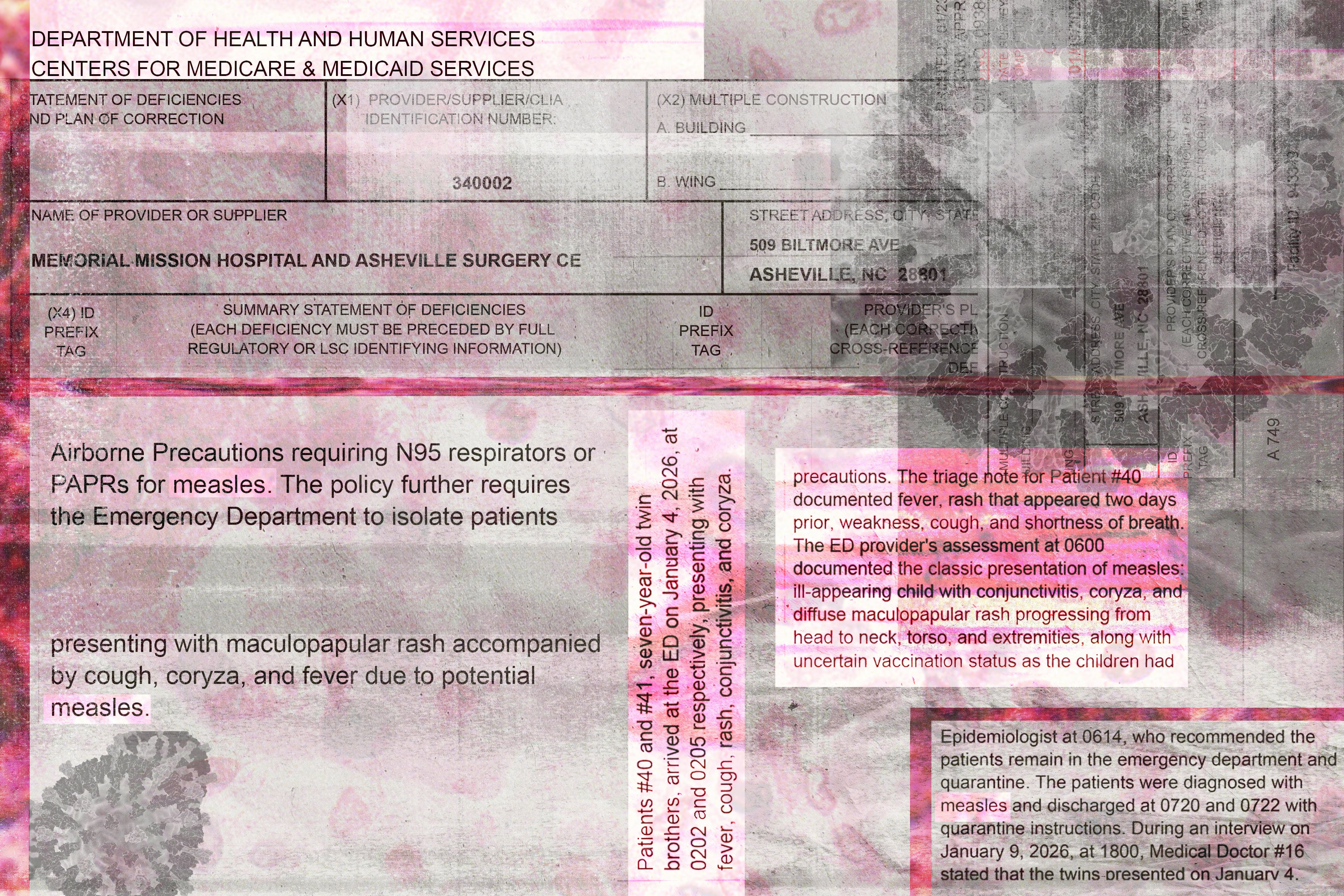 An illustration of documents related to measles.