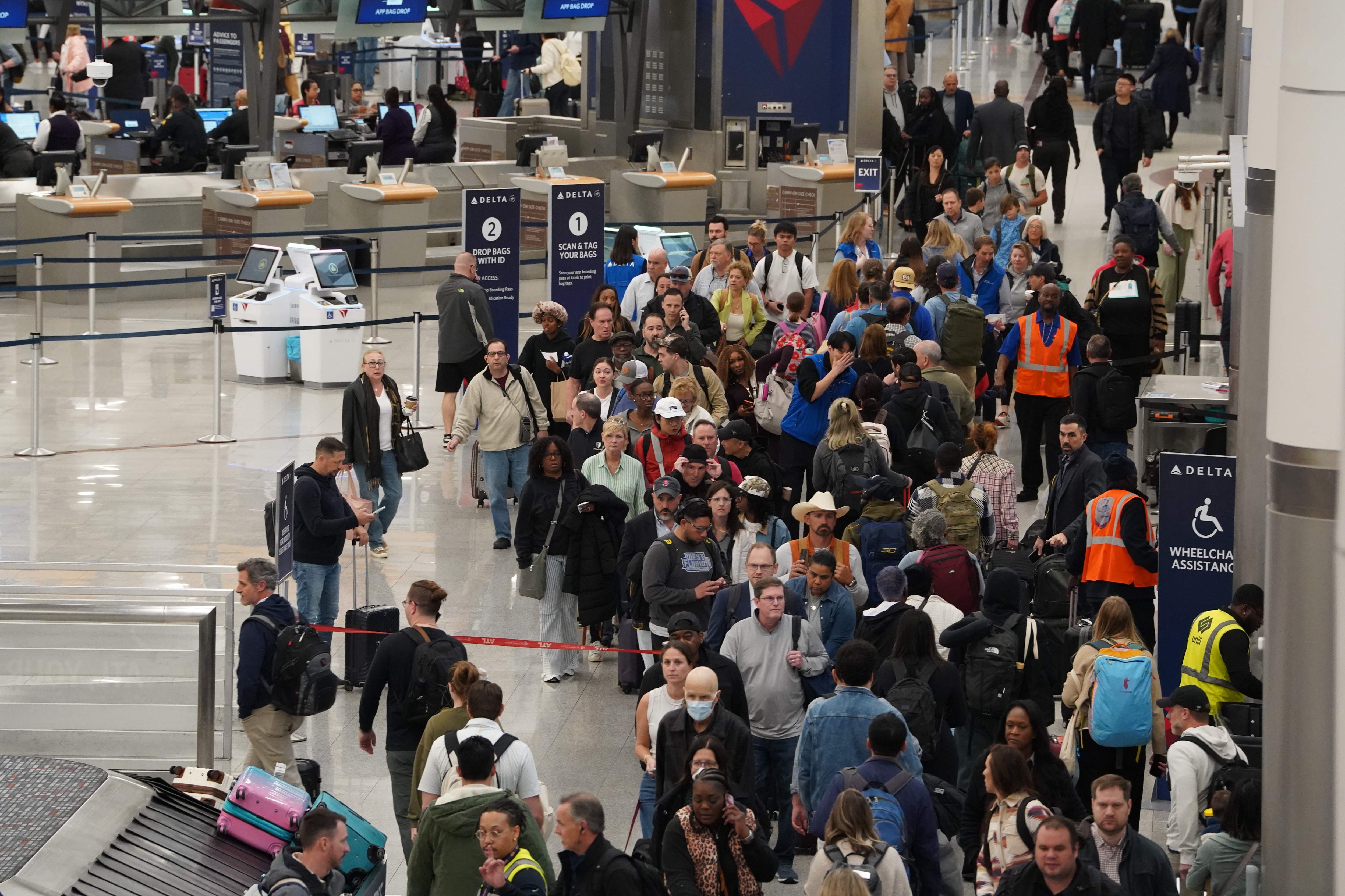 A crowd at the Atlanta airport.