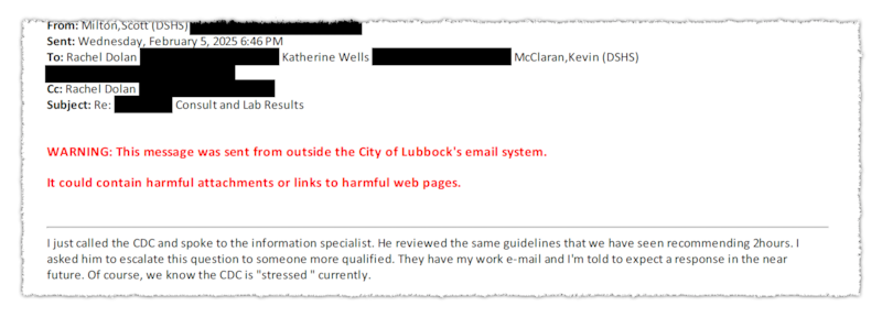 A screenshot shows a redacted email.