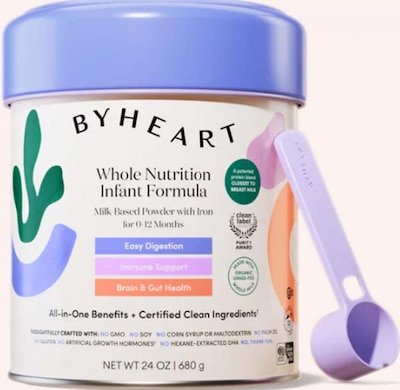 A can of ByHeart infant formula.