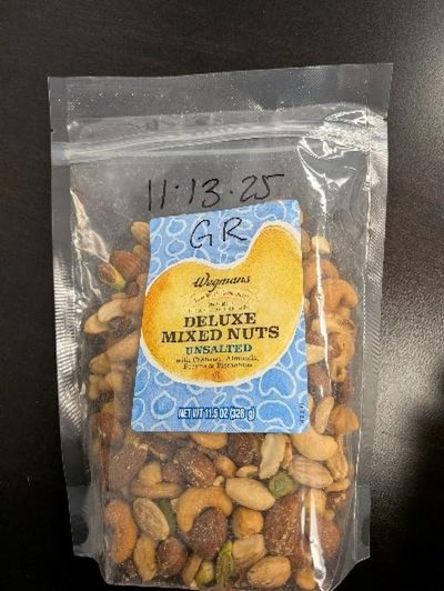 A bag of recalled mixed nuts.