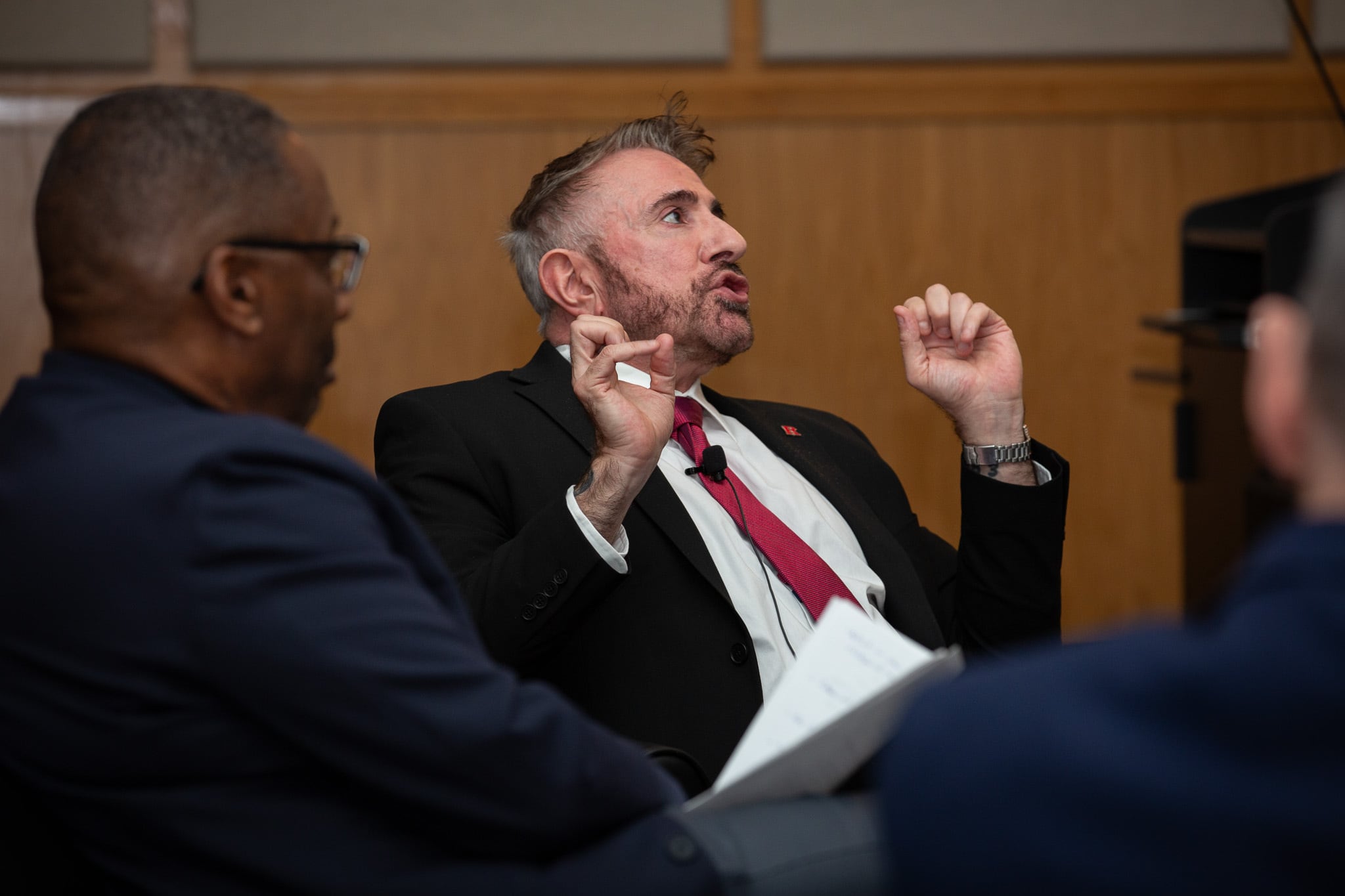 Perry Halkitis gestures as he speaks.