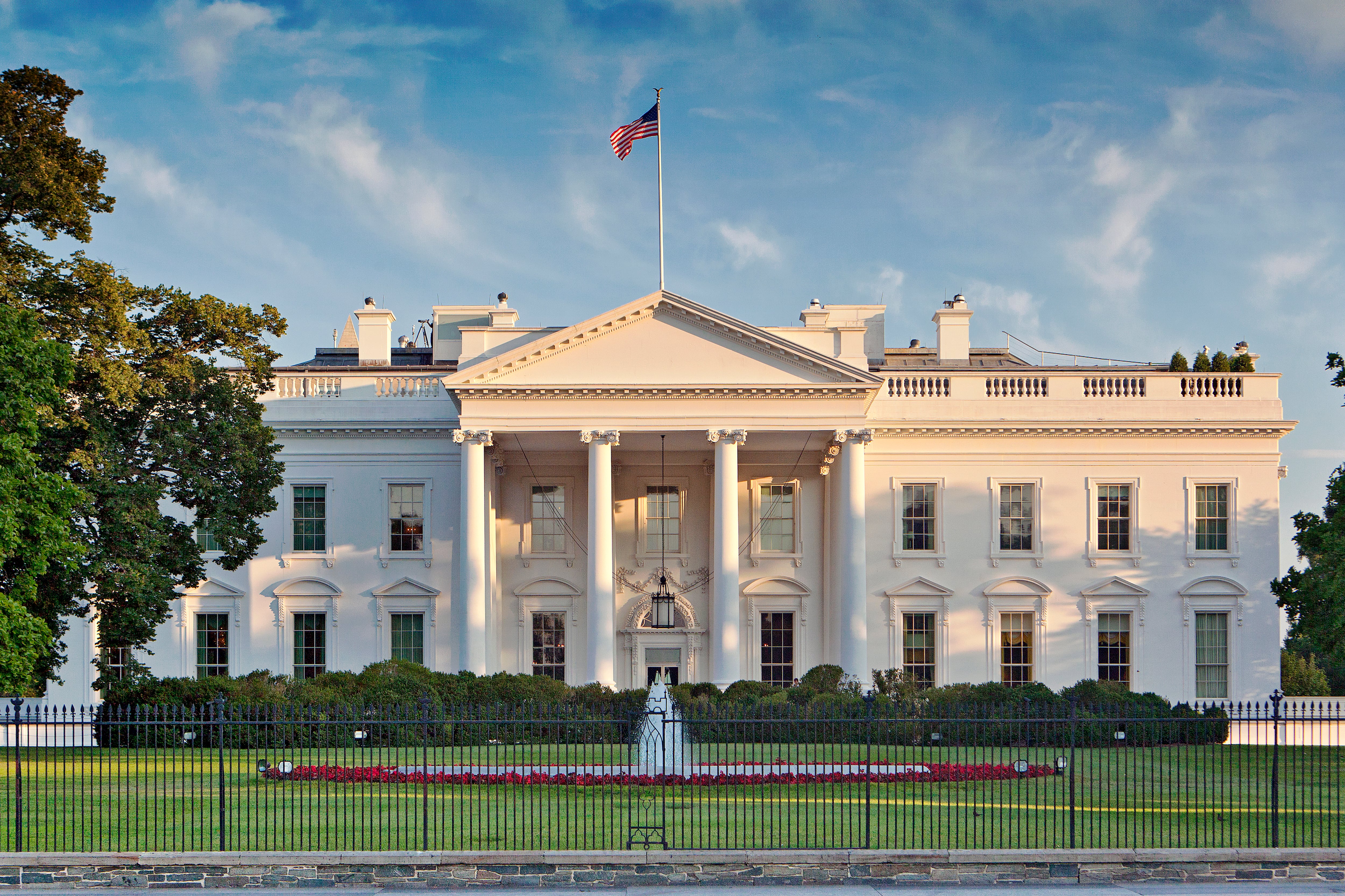 The exterior of the White House.