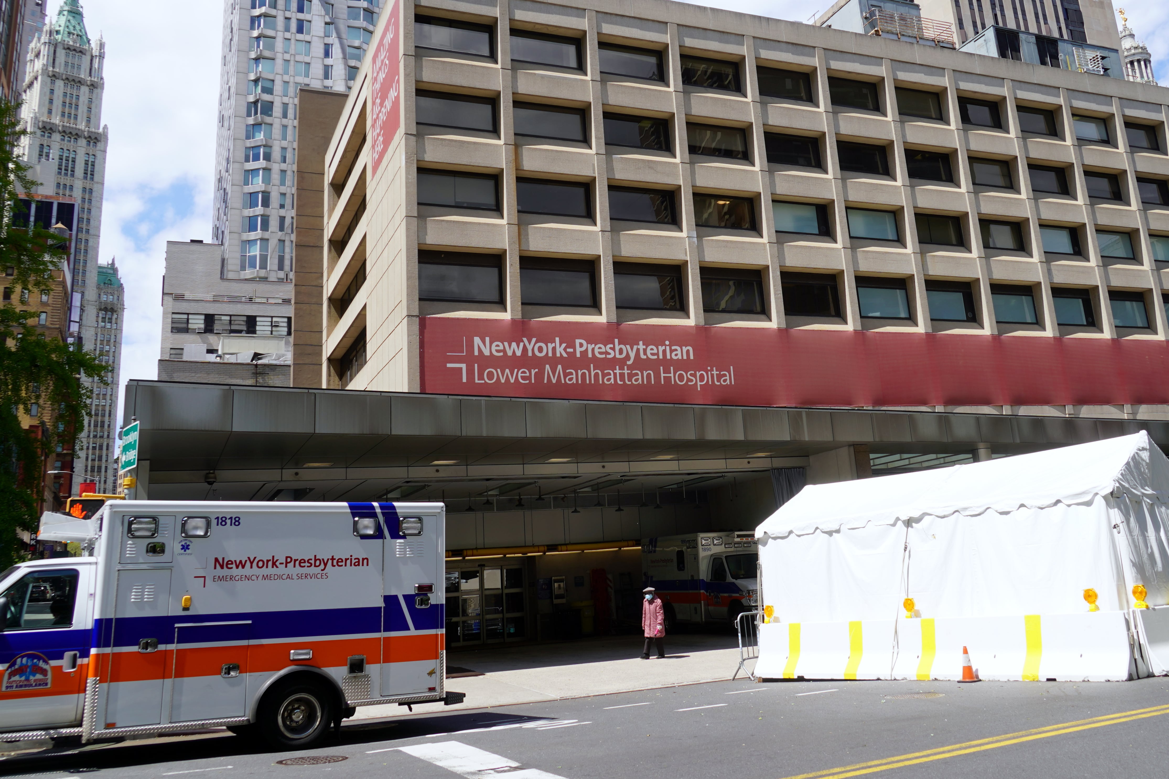 The exterior of New York-Presbyterian Hospital in Lower Manhattan.